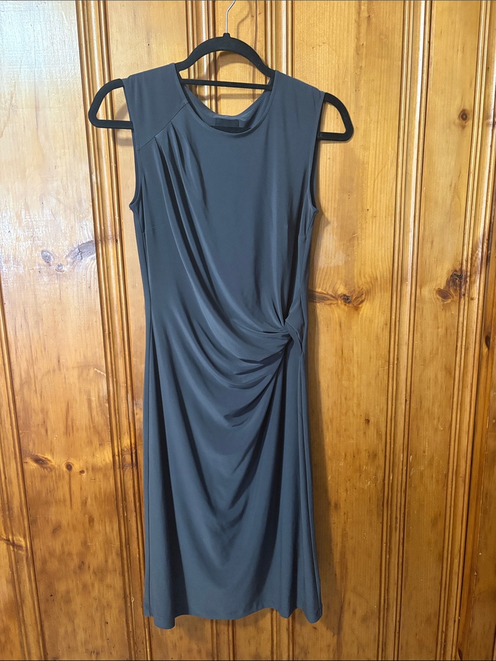 NIC+ZOE Sleeveless Gray Midi Dress with Side Twist - Size XS